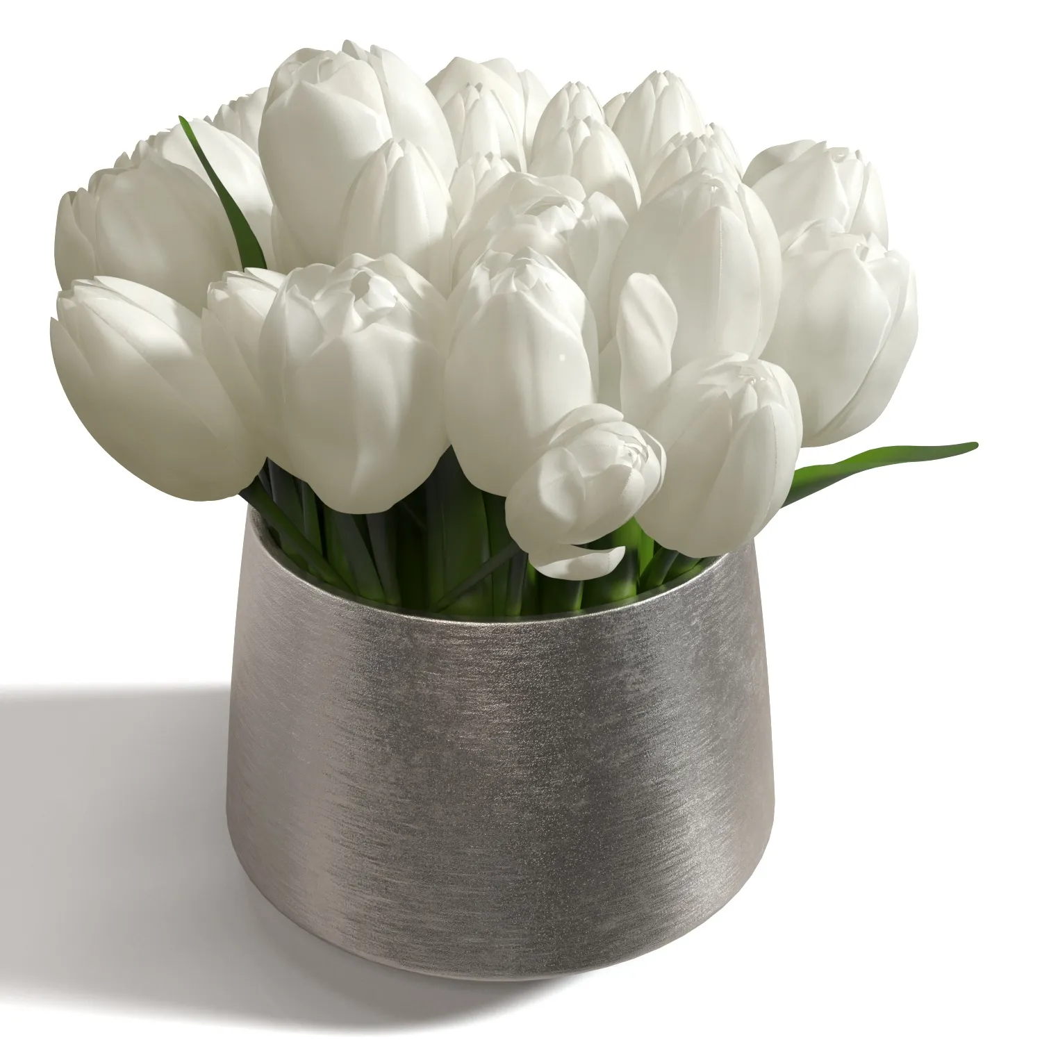 White Sulip In Silver Vase PBR 3D Model_04